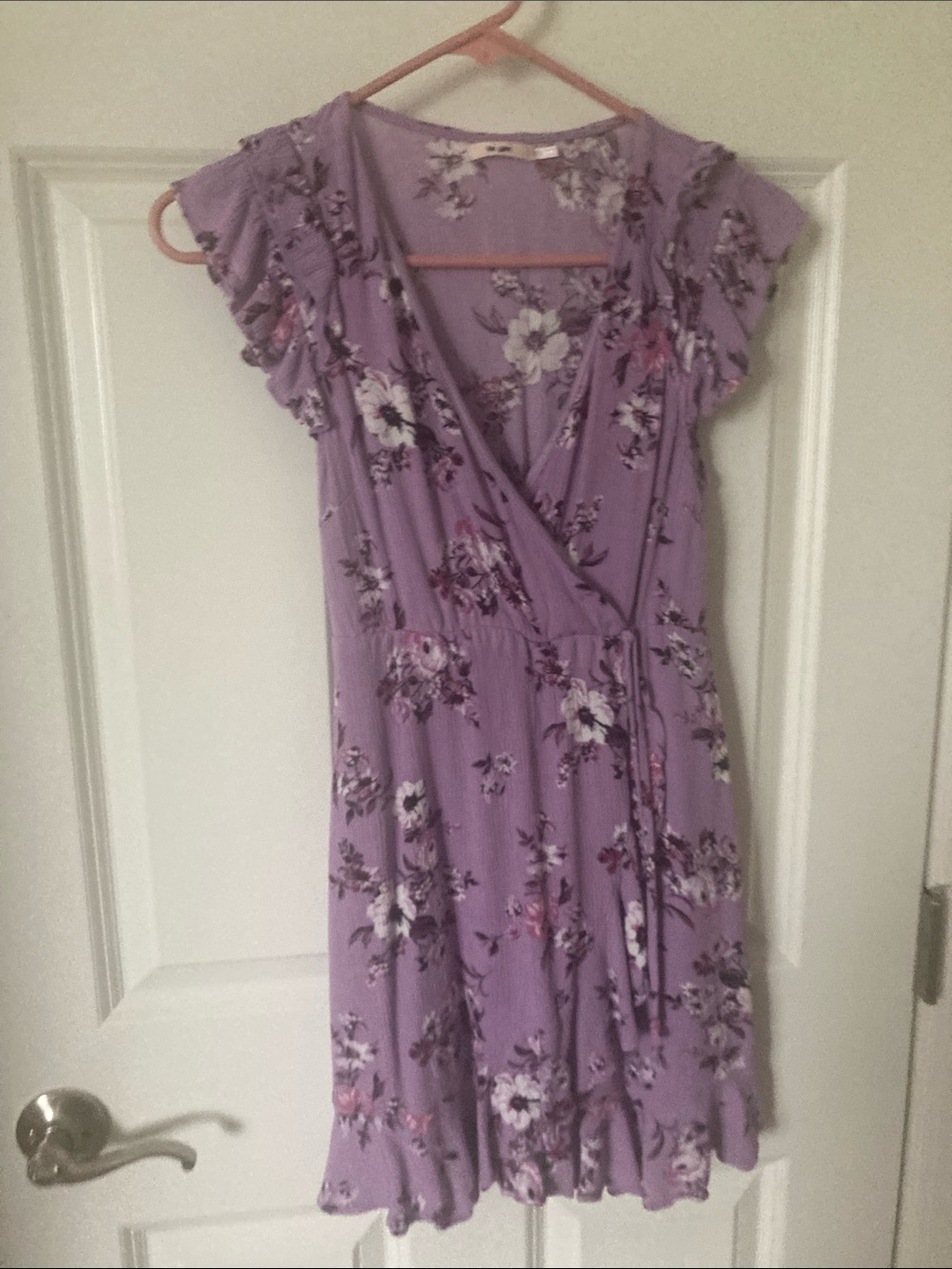 miami Lavender Floral Wrap Mini Dress